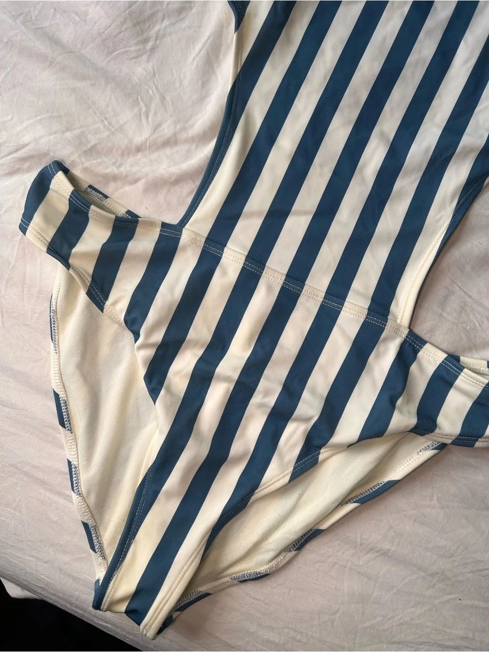 Women’s  Blue and White Striped One-Piece Swimsuit